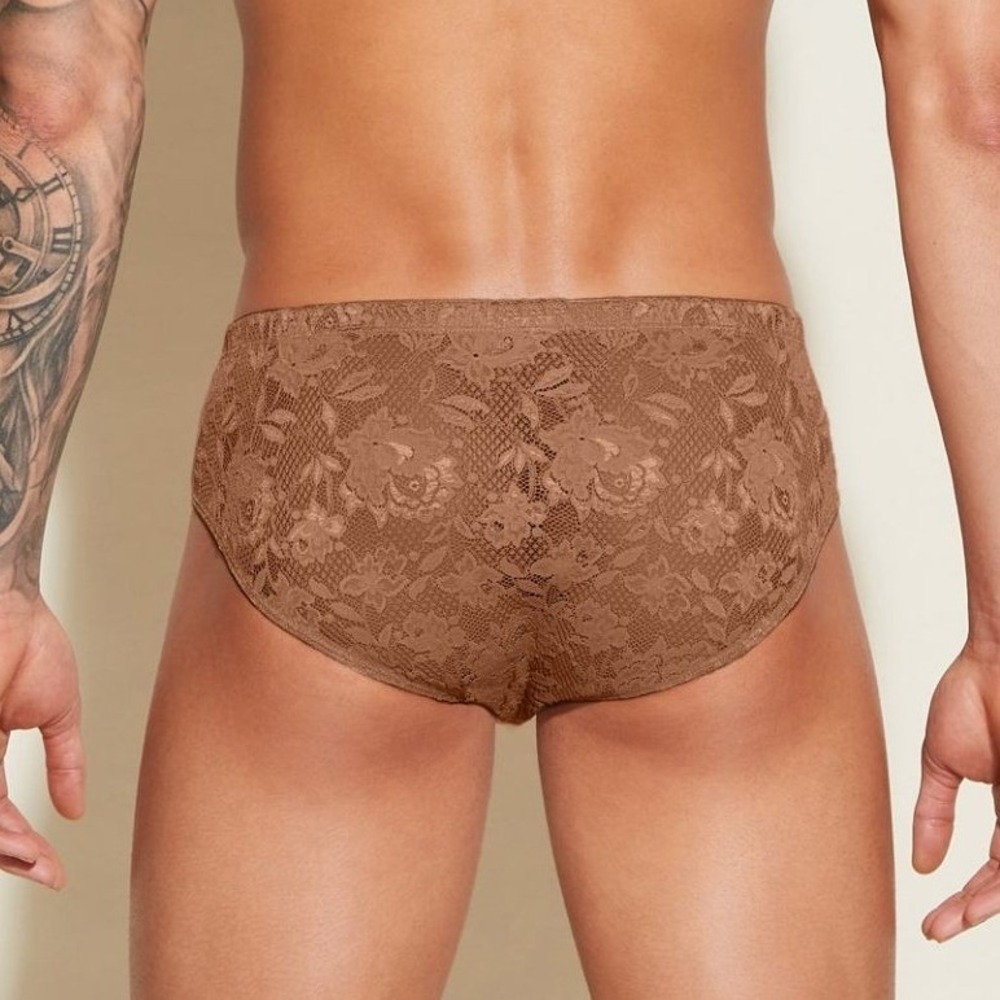 Cosabella Men's Luxury Italian Lace Comfort Micro Brief Tre Brown